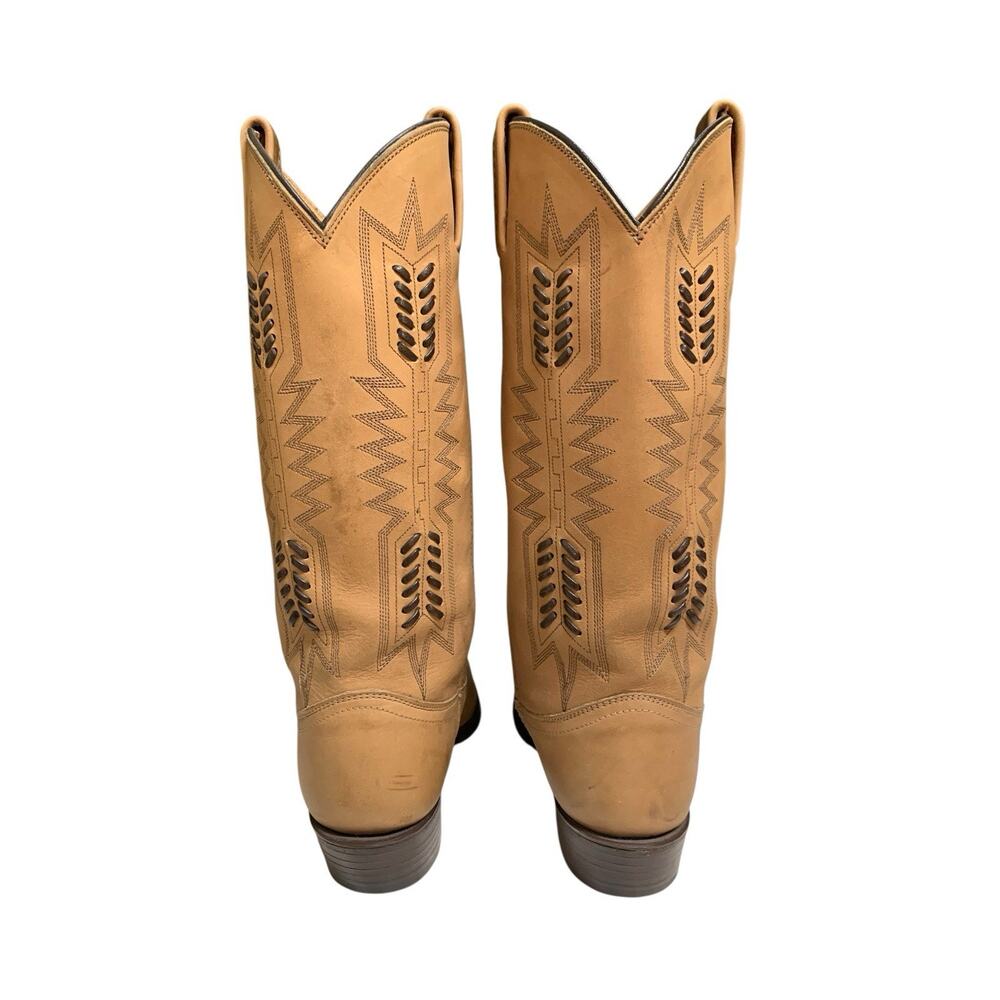 Dan Post Tan Brown Leather Pointed To Coastal Cowgirl Boots Whipstitch Aztec 6.5 - Picture 5 of 11